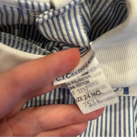 C.I. Castro & Co Nautical Boys Romper Outfit Striped - Picture 2 of 3